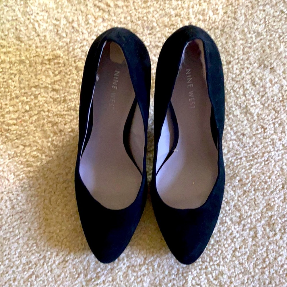 Black suede pumps